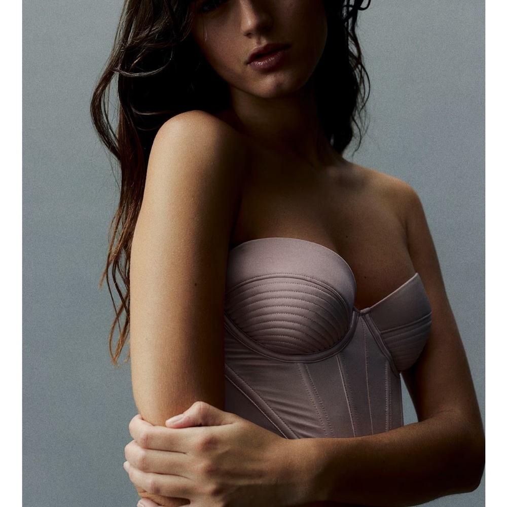H&M | Padded Satin Bustier*Pale Pink